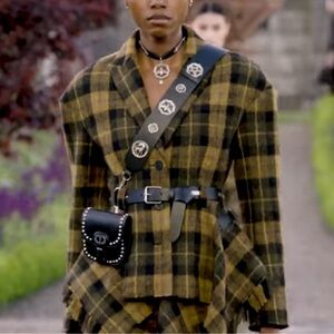 See U Soon Wool Coat Plaid One Size Spring Jacket Size M